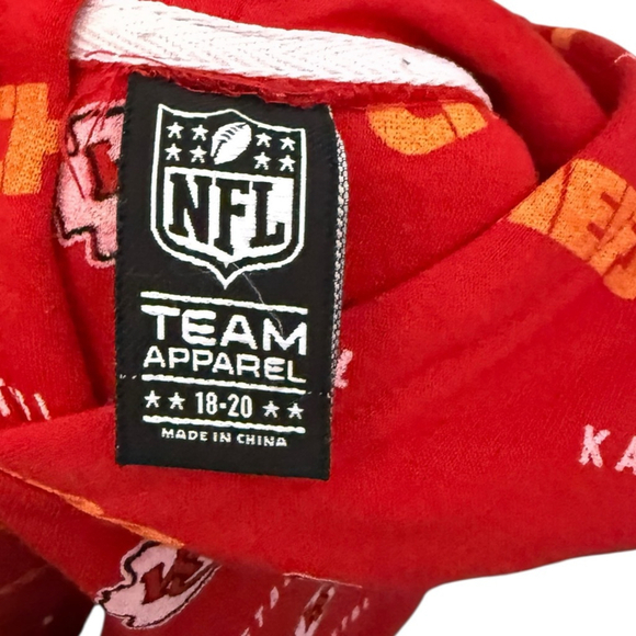 NFL Kansas City Chiefs Team Apparel Size 18-20 Hooded Sweatshirt – Red Pullover - Picture 5 of 6